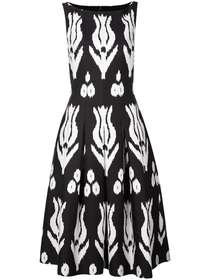 Oscar De La Renta Tulip Print Dress - Black
