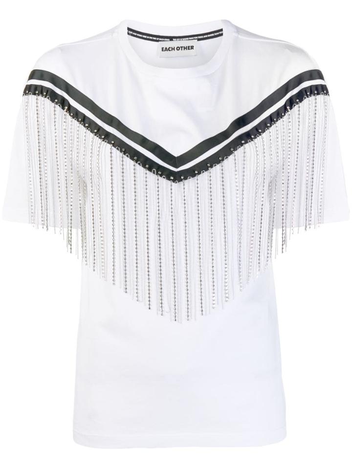 Each X Other Rhinestone Fringe T-shirt - White
