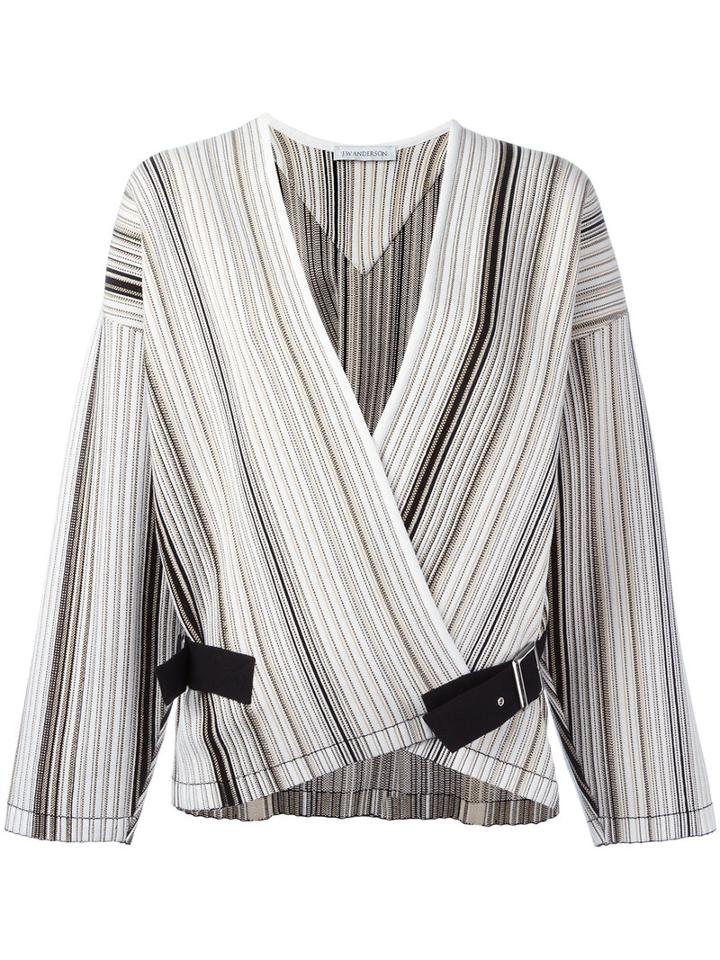 J.w.anderson Striped Belted Jacket, Women's, Size: 8, Nude/neutrals, Cotton/viscose