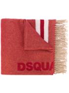Dsquared2 - Tassel-trimmed Logo Scarf - Men - Cotton/wool - One Size, Red, Cotton/wool