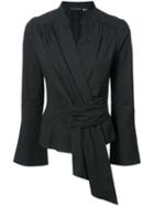 Josie Natori Front Gathered Blouse - Black