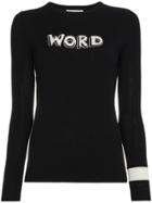 Bella Freud Word Intarsia Wool Sweater - Black