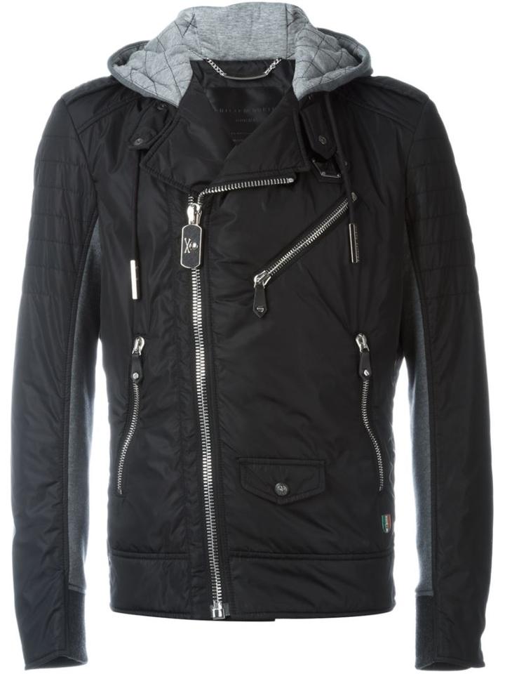 Philipp Plein Biker Jacket, Men's, Size: Xl, Black, Cotton/acrylic/polyamide/wool
