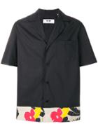 Msgm Tropical Print Hem Shirt - Black