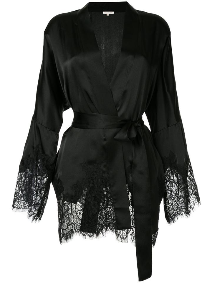 Gold Hawk Pyjama-style Lace Trim Jacket - Black