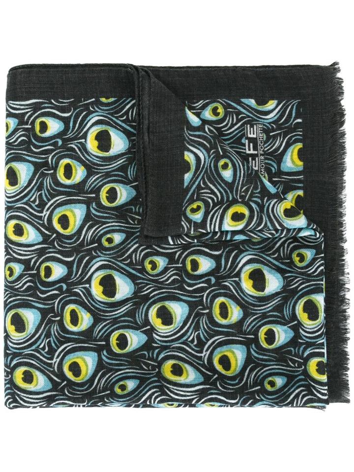 Fefè Peacock Print Scarf - Blue