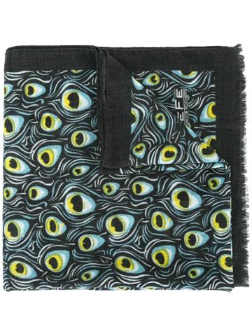 Fefè Peacock Print Scarf - Blue