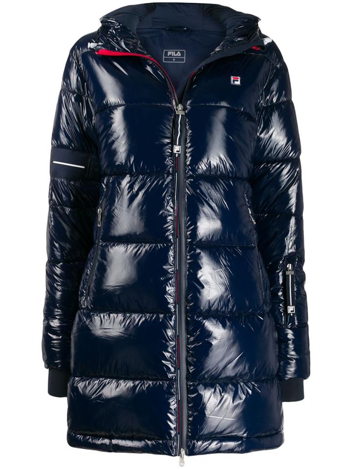 Fila Logo-patch Padded Raincoat - Blue