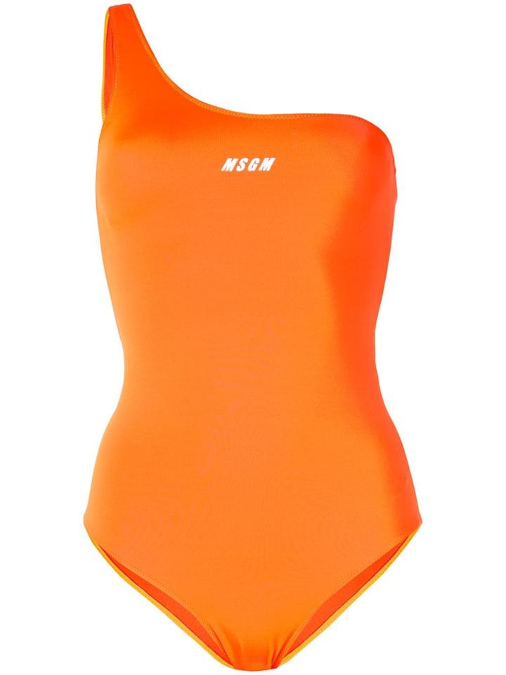 Msgm Off The Shoulder Swim Suit - Orange
