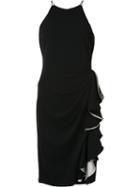 Badgley Mischka Ruffled Detailing Dress, Women's, Size: 14, Black, Polyester/spandex/elastane