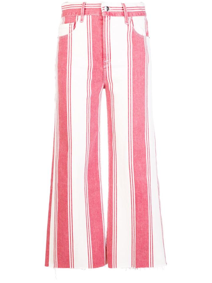 Frame Denim Stripped Crop Trousers - White