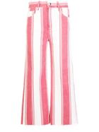 Frame Denim Stripped Crop Trousers - White