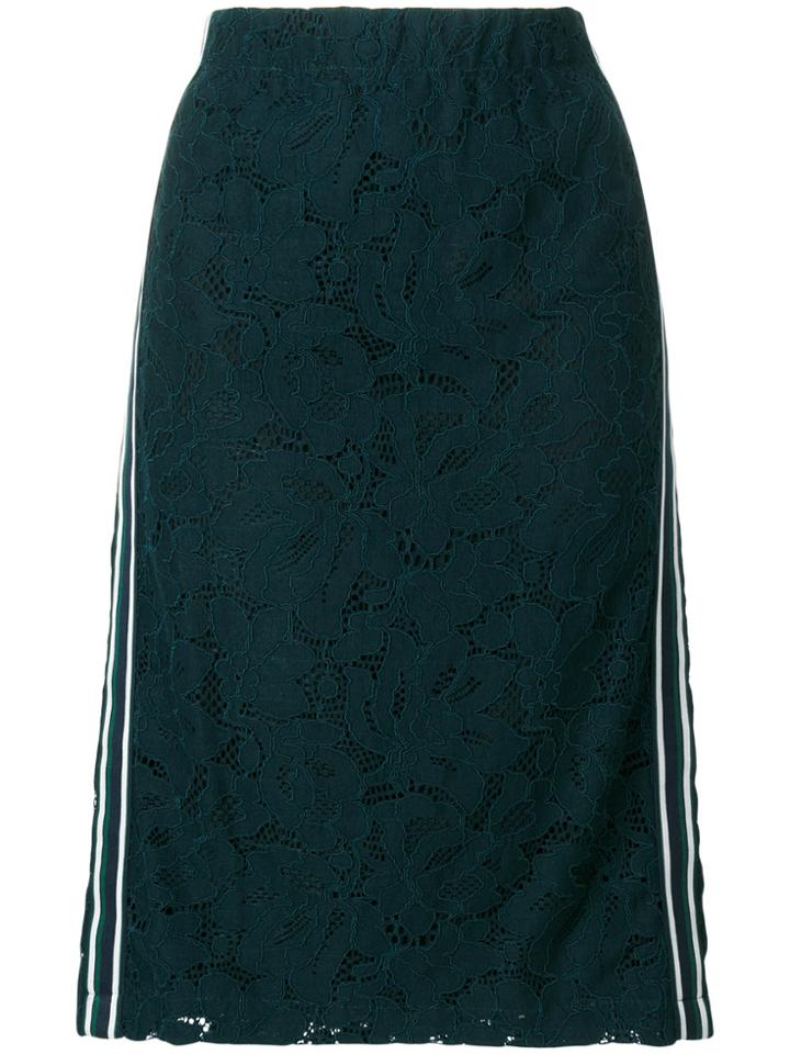 Steffen Schraut Side-stripe Lace Skirt - Green