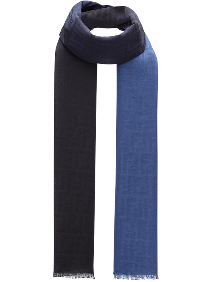 Fendi Two Tone Logo Scarf - Blue