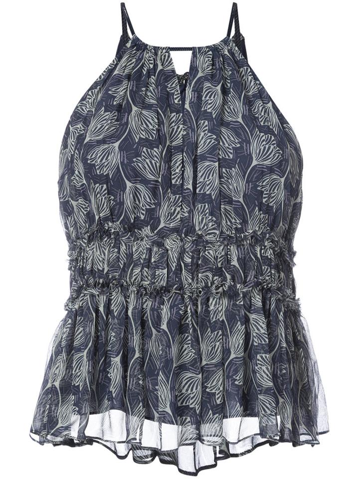 Cinq A Sept - Gathered Floral Print Blouse - Women - Silk/polyester - Xs, Blue, Silk/polyester
