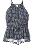 Cinq A Sept - Gathered Floral Print Blouse - Women - Silk/polyester - Xs, Blue, Silk/polyester
