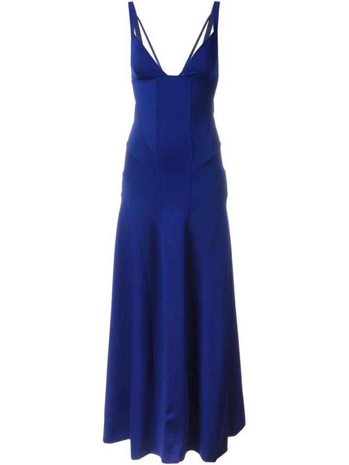 Ralph Lauren Purple Ribbed Panel Evening Dress