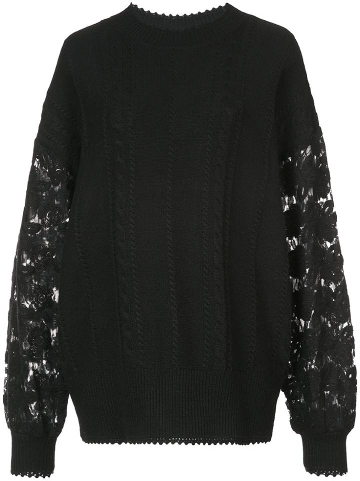 See By Chloé Lace Sleeved Sweater - Black