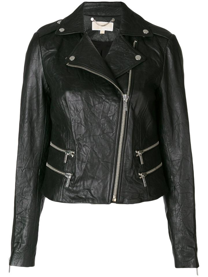 Michael Michael Kors Crinkle-effect Biker Jacket - Black