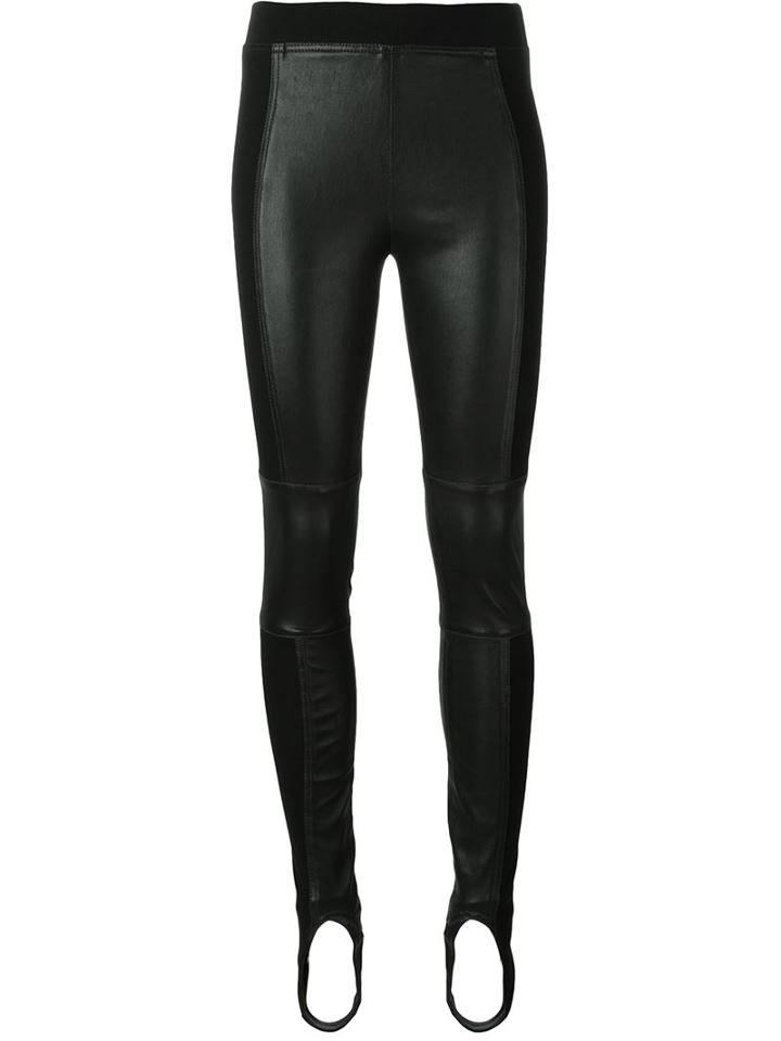 Paco Rabanne Leather Panel Trousers, Women's, Size: 38, Black, Lamb Skin/cotton/spandex/elastane/spandex/elastane