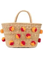 Nannacay Pom-pom Embellished Basket - Red