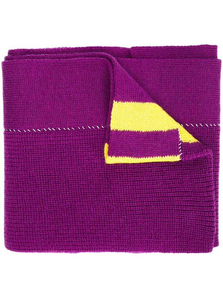 Raf Simons Striped Detail Ribbed Scarf, Men's, Pink/purple, Virgin Wool