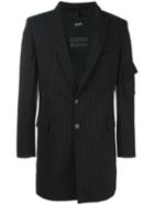 Blood Brother - Zip Detail Striped Blazer - Men - Wool - Xl, Black, Wool
