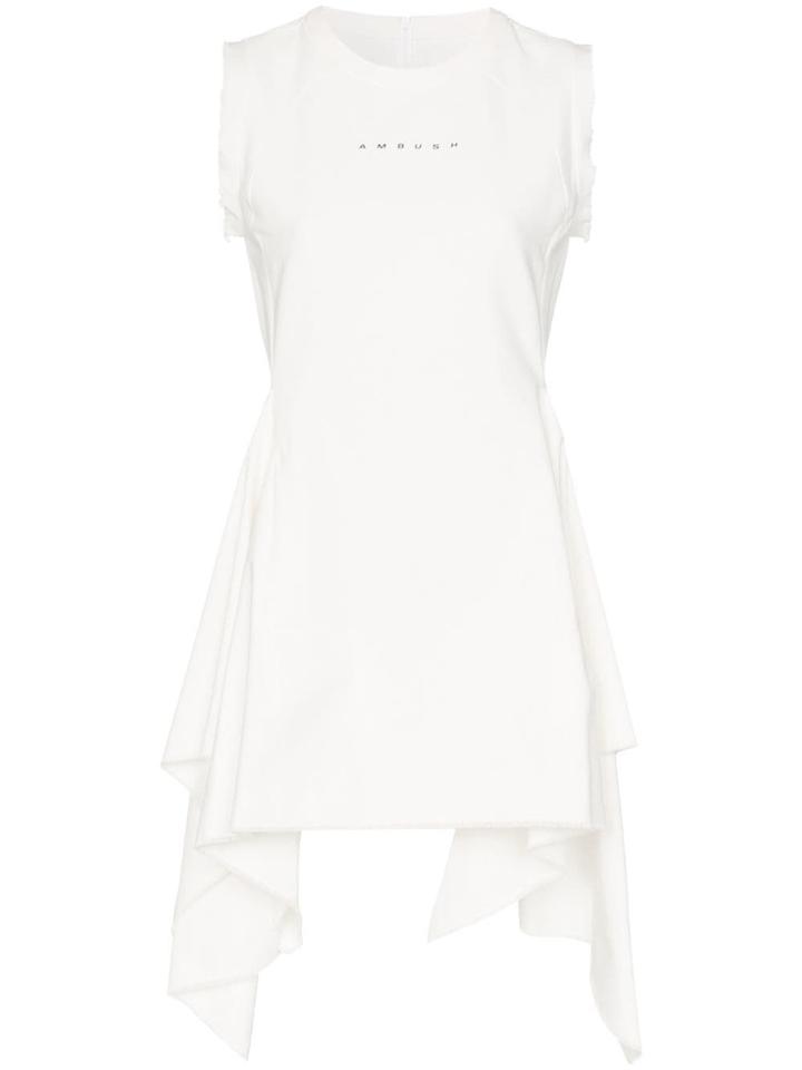 Ambush Logo Printed Asymmetric Mini Dress - White