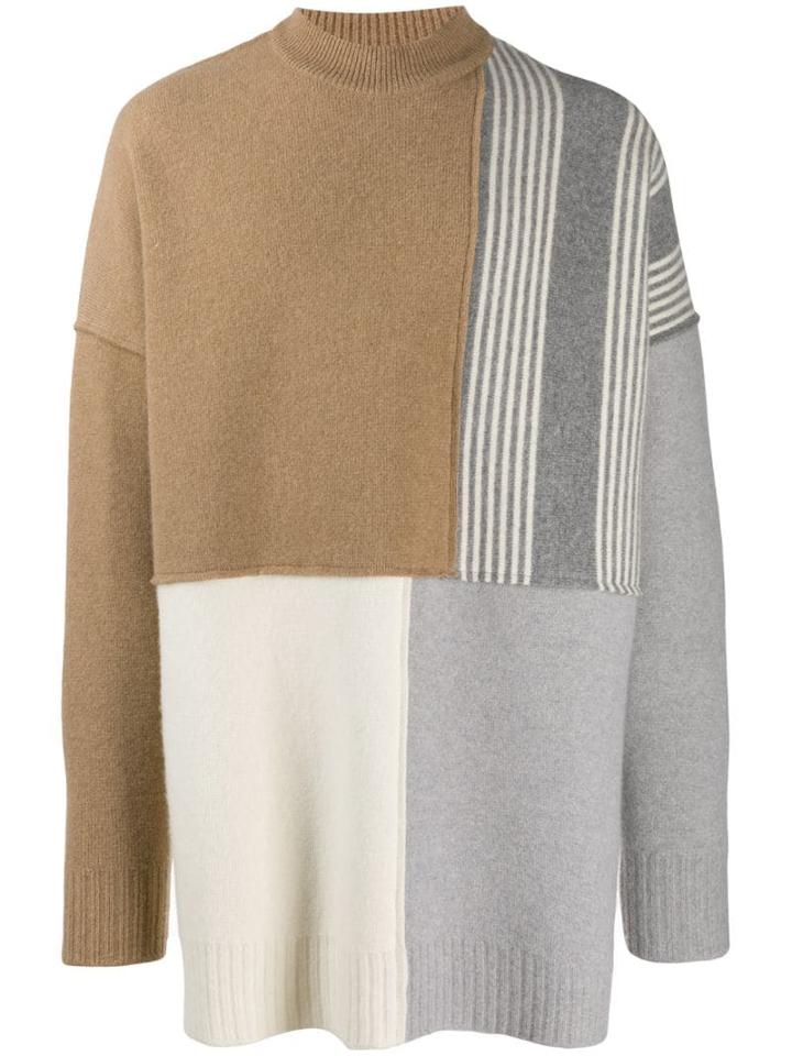 Jil Sander Patchwork Crew Neck Jumper - Neutrals