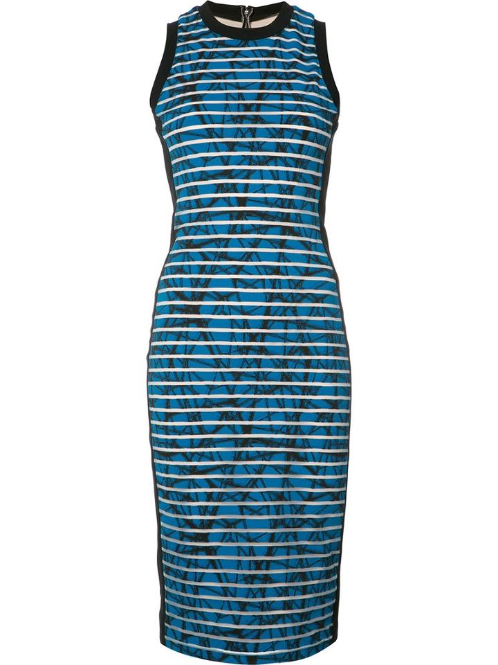 Nicole Miller Striped Fitted Dress, Women's, Size: 4, Blue, Polyester/spandex/elastane/cotton