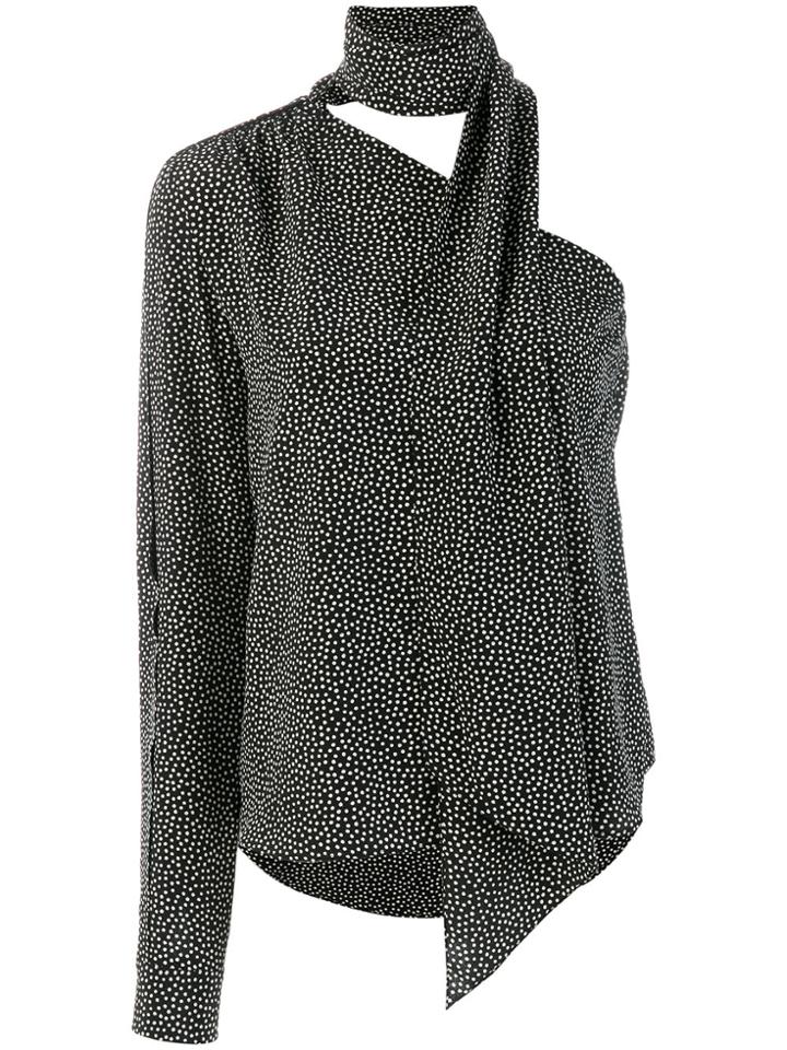 Saint Laurent Asymmetric Pussy-bow Blouse - Black