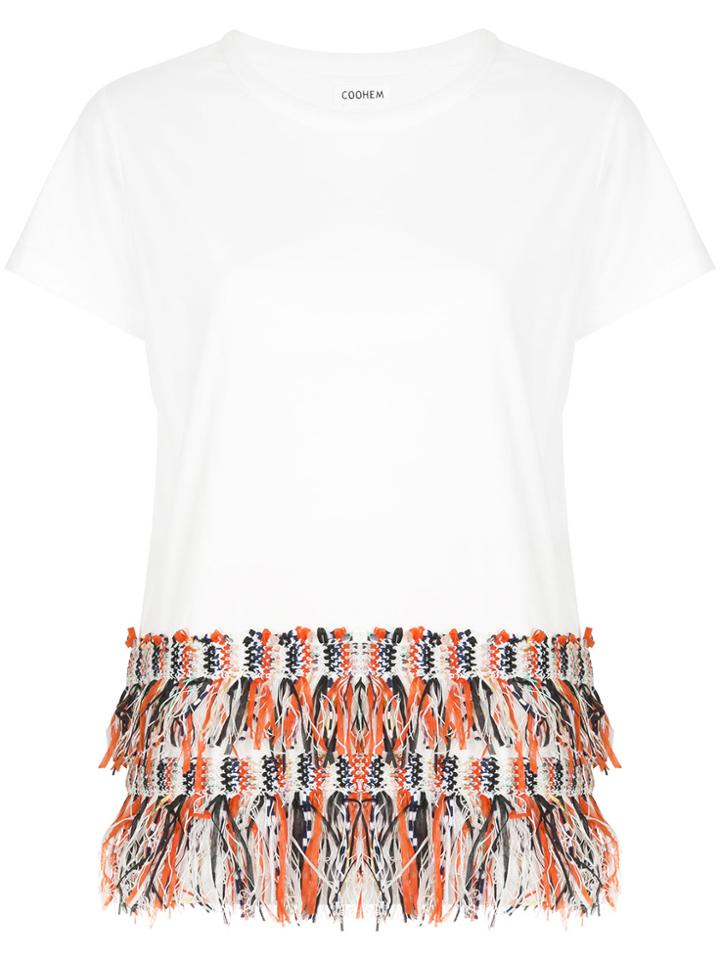 Coohem Tweed-fringed T-shirt - White