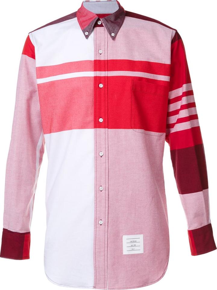 Thom Browne Striped Shirt, Men's, Size: I, Red, Cotton