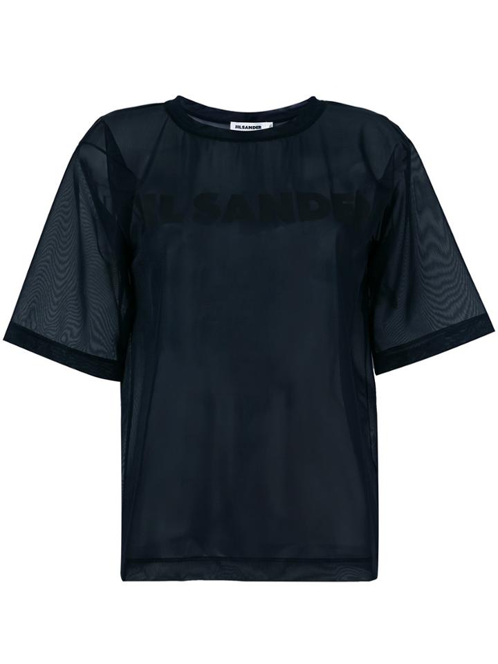 Jil Sander Sheer Logo Print T-shirt - Blue
