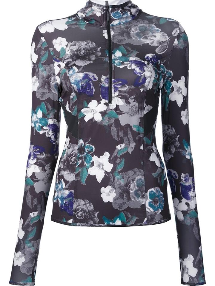 Adidas By Stella Mccartney Dark Blossom Long Sleeve Hoodie, Women's, Size: Medium, Black, Polyester/spandex/elastane