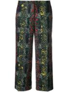 Marco De Vincenzo Floral Print Cropped Trousers, Women's, Size: 42, Black, Polyester