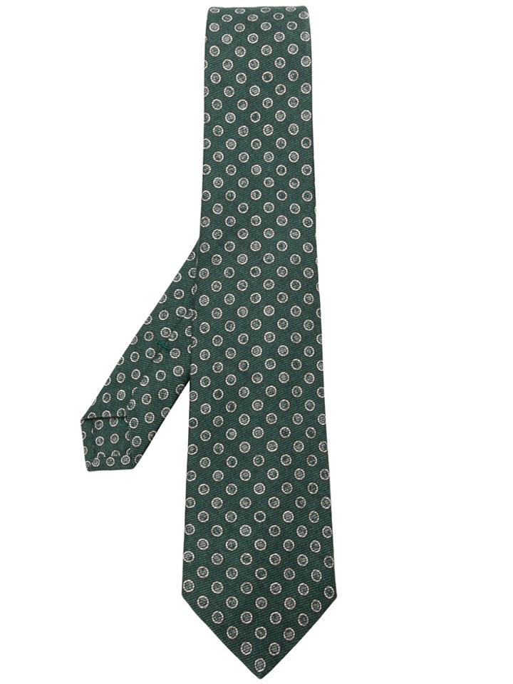 Kiton Geometric Pattern Tie - Green