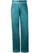 Aviù - Lurex Side-stripe Trousers - Women - Cotton/polyamide/polyester/spandex/elastane - 44, Blue, Cotton/polyamide/polyester/spandex/elastane