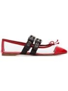 Miu Miu Red And Black Buckle Pvc Ballerina Flats