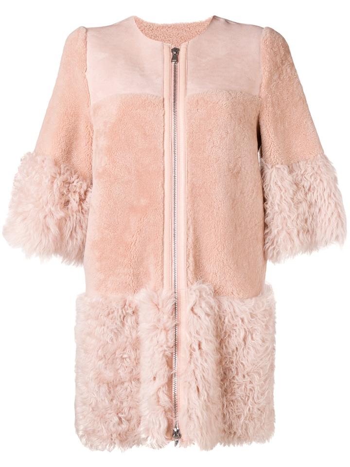Red Valentino Zipped Fur Coat - Pink & Purple