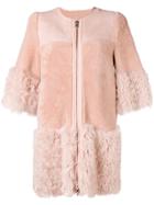 Red Valentino Zipped Fur Coat - Pink & Purple