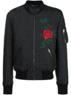 Dolce & Gabbana Rose Patch Jacquard Bomber Jacket