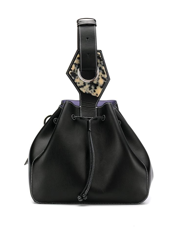 Ganni Large Drawstring Bag - Black