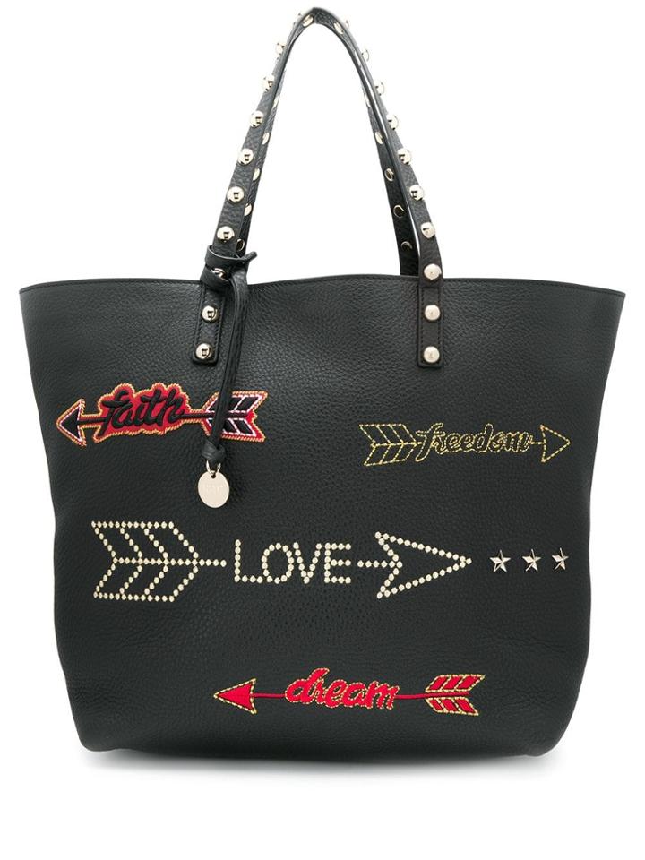 Red Valentino Red(v) Arrow Embroidered Tote Bag - Black