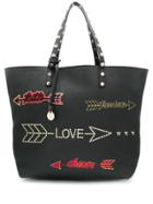 Red Valentino Red(v) Arrow Embroidered Tote Bag - Black