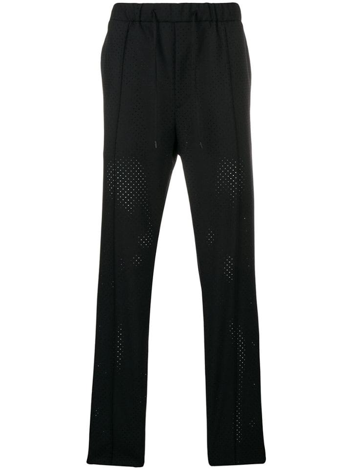 Fendi Perforated Drawstring Track Pants - Black