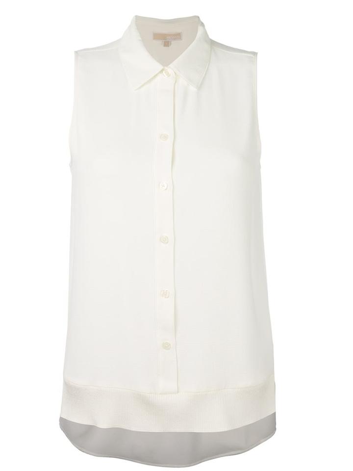 Michael Michael Kors Sleeveless Shirt, Women's, Size: Xl, White, Polyester/spandex/elastane/viscose