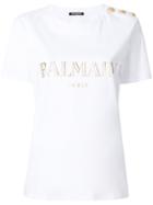 Balmain Button-embellished Logo T-shirt - White