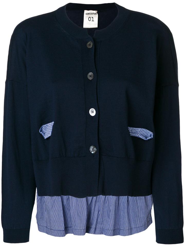 Semicouture Gingham Pocket Cardigan - Blue