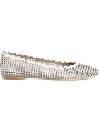 Chloé Lauren Perforated Ballerinas, Women's, Size: 40, White, Leather